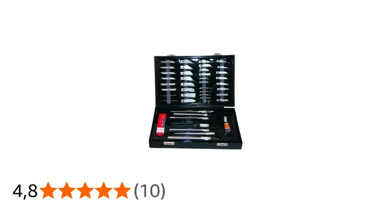 Modellierset mit vielen Klingen und Griffen für präzise Arbeiten. Dieses Modellierset ist perfekt für Bastler.