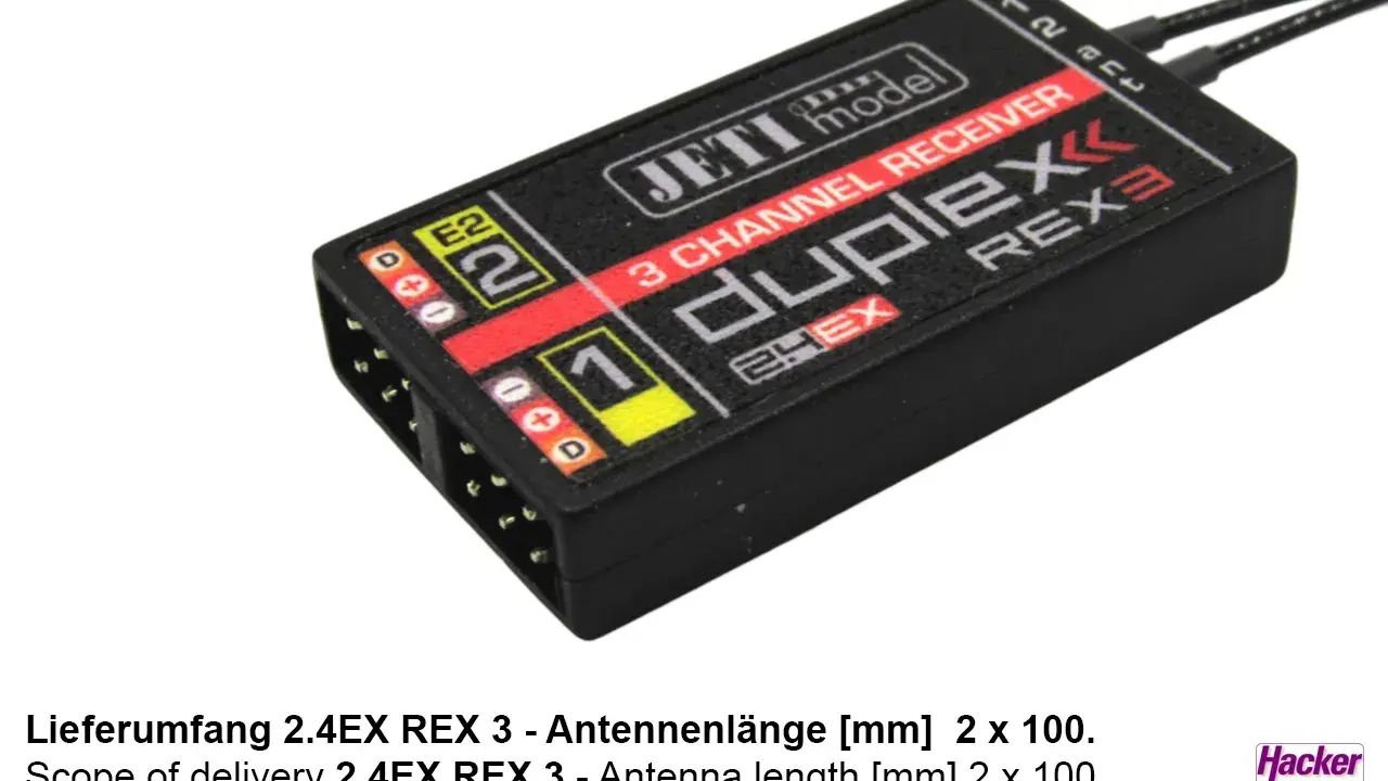 Jeti Duplex REX 3 Empfänger, 3-Kanal, 2.4EX. Ideal für Modellbau.