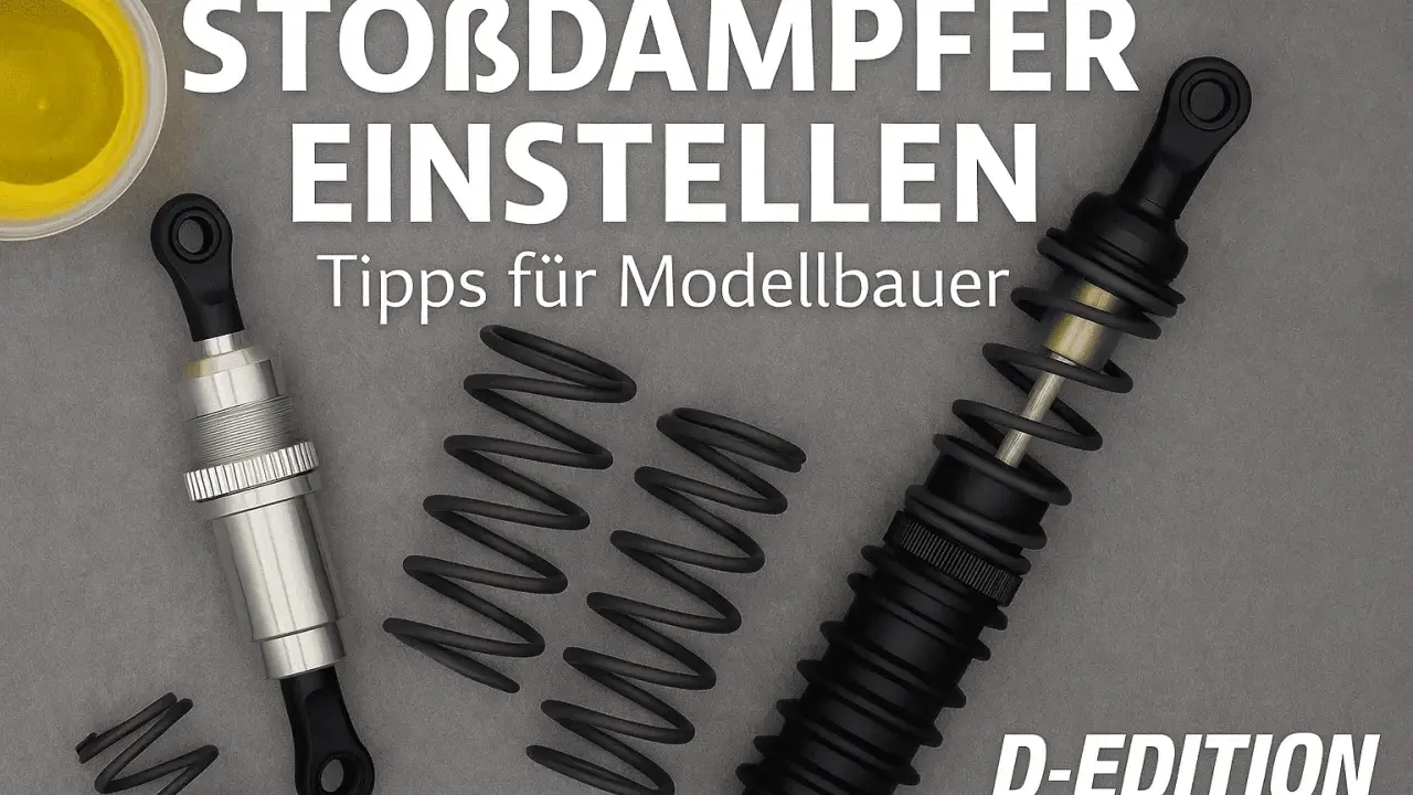 Zwei Modellbau-Stoßdämpfer, Federn und Öl. Tipps zum Einstellen des Stabilisators für Modellbauer.