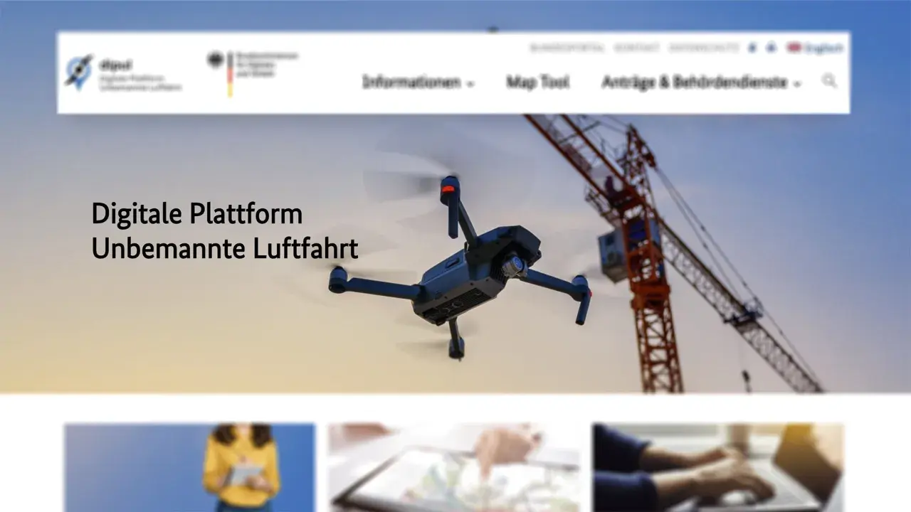 Drohne über Baustelle, digitale Plattform für Drohnen-Maps.
