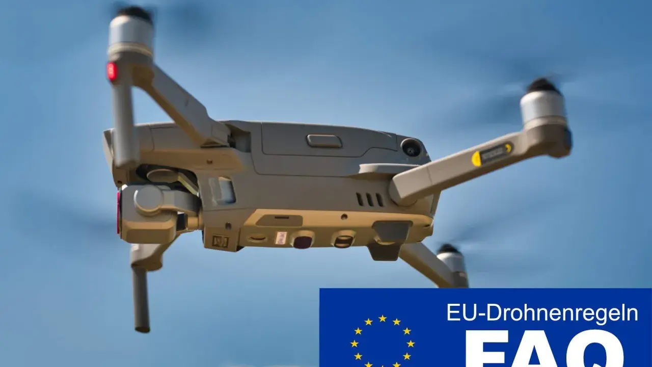 Drohne im Flug. Was bedeutet UAS? EU-Drohnenregeln FAQ.
