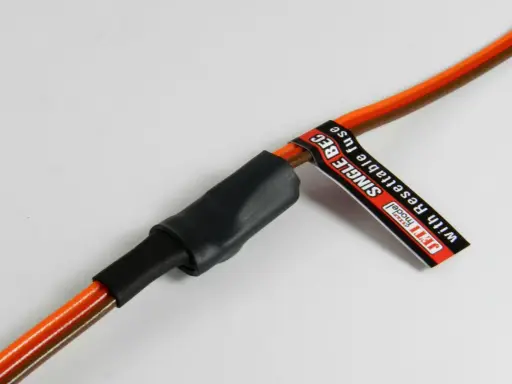 Jeti BEC mit rückstellbarer Sicherung, orange und braune Kabel.