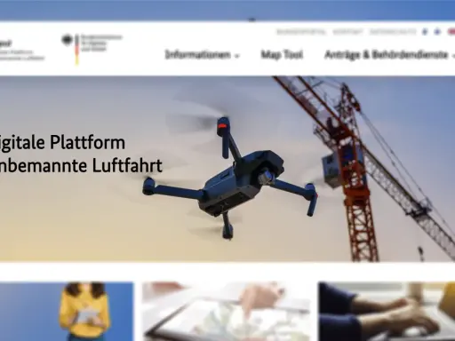 Drohne über Baustelle, digitale Plattform für Drohnen-Maps.