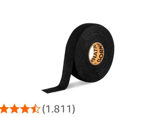 Schwarzes, griffiges Klebeband auf einer Rolle, ideal für Sportgeräte oder Reparaturen.