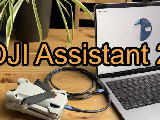 DJI Assistant 2 PC Software verbindet eine Drohne mit einem Laptop.