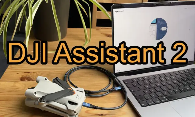 DJI Assistant 2 PC Software verbindet eine Drohne mit einem Laptop.